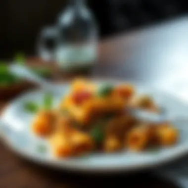 Elegant Serving of Baked Pasta Serving baked pasta on a plate