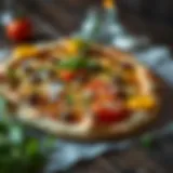 Traditional Turkish pide garnished with fresh ingredients