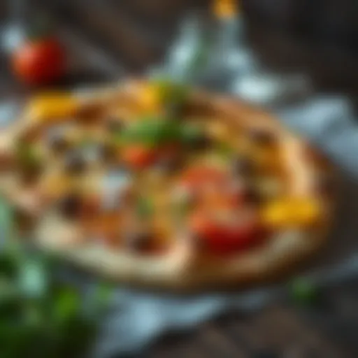 Traditional Turkish pide garnished with fresh ingredients