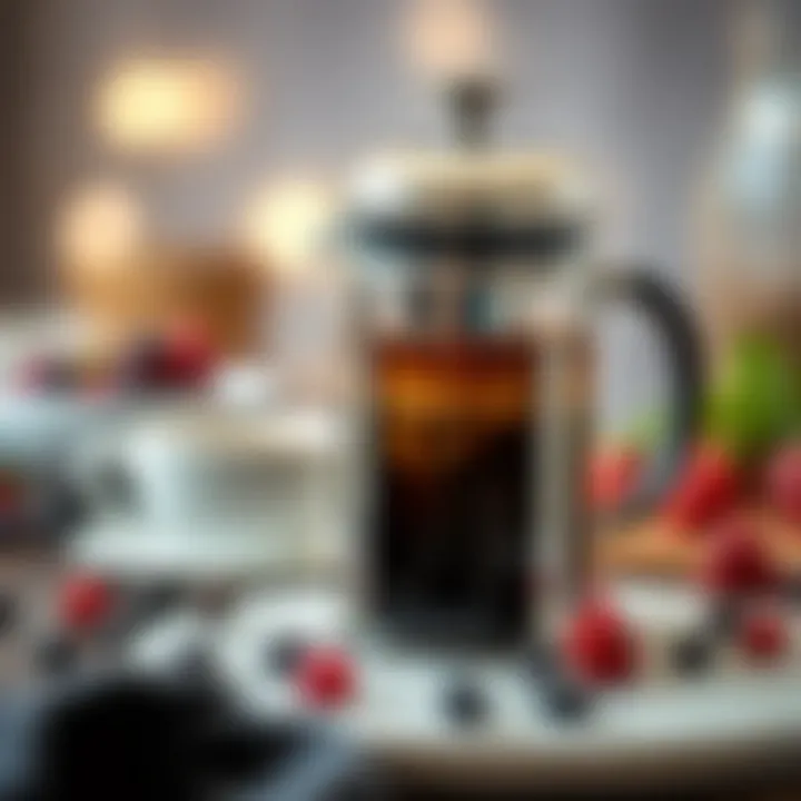 Elegant presentation of French press coffee