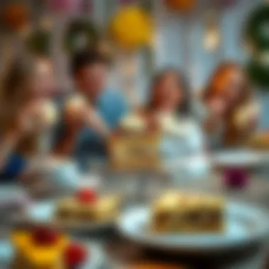 Celebration with Gluten-Free Cake A happy gathering enjoying slices of gluten-free cake at a celebration