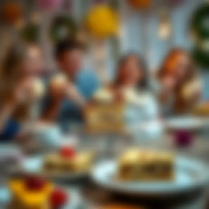 Celebration with Gluten-Free Cake A happy gathering enjoying slices of gluten-free cake at a celebration