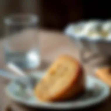 Succulent Slice of Gluten-Free Delight A slice of rich gluten-free cake on a decorative plate, showcasing its moist texture