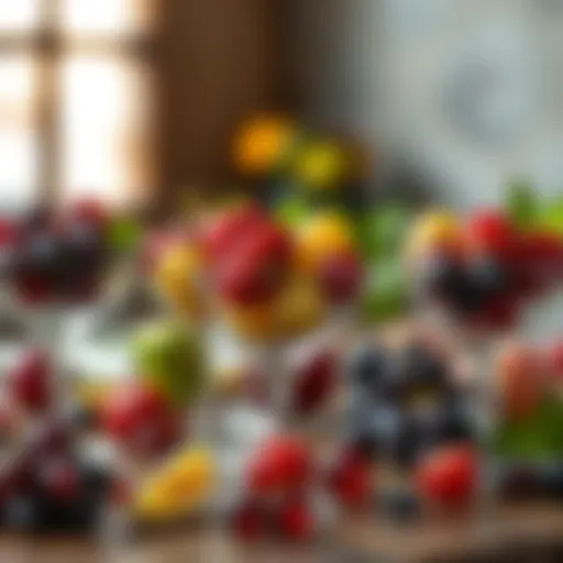 Elegant presentation of grape cups filled with assorted fruits