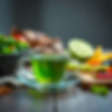 Enhancing Your Meal with Green Tea A soothing cup of green tea beside a healthy meal