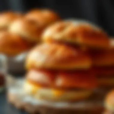 Freshly baked burger buns stacked elegantly