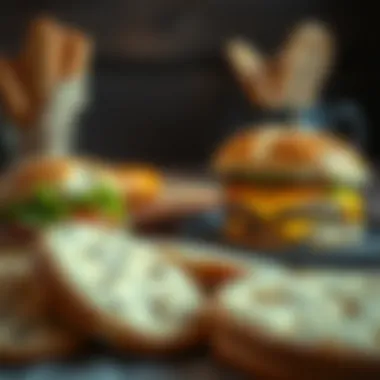 Selection of hamburger bread types on a rustic table