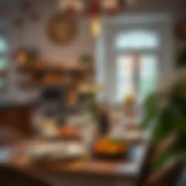 Chic Dining Ambiance Elegant dining experience complemented by a chic kitchen ambiance