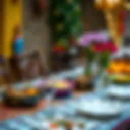 A vibrant table set for Hidirellez festival celebration with traditional dishes.