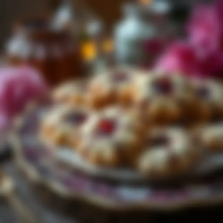 An elegant display of homemade cookies on a decorative plate.