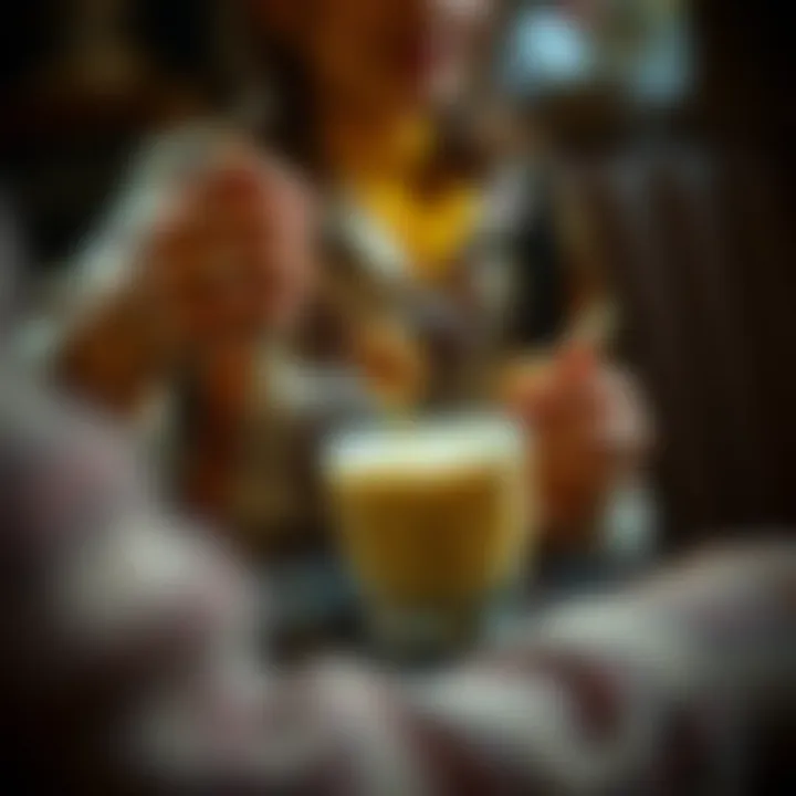 A person enjoying honey milk in a cozy environment