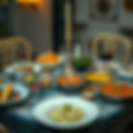 Elegant Iftar Table An elegant iftar table set with traditional dishes