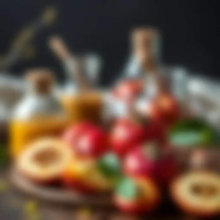 Ingredients displayed for making red quince dessert