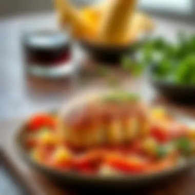 Elegant presentation of semolina köftesi with fresh herbs