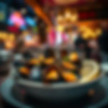 A bustling restaurant serving mussels
