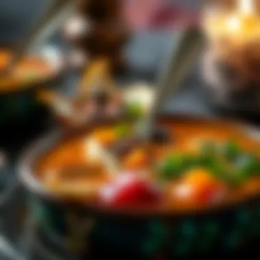 Close-up of a traditional Turkish soup served during iftar, showcasing vibrant colors and textures.
