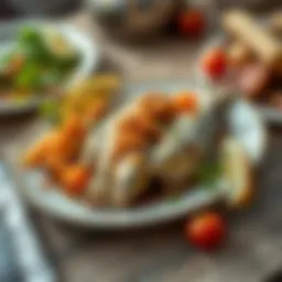 Delicious Kalkan fish on a serving plate with garnishes