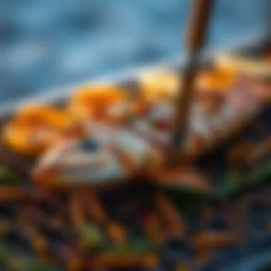 Grilling Kalkan Fish with Spices Kalkan fish being grilled with aromatic spices