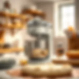 Modern dough kneading machine in a bright kitchen setting