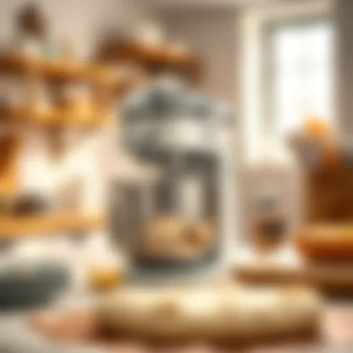 Modern dough kneading machine in a bright kitchen setting