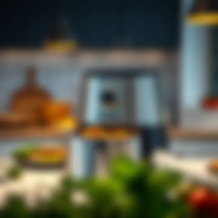 Sleek and Modern Design of Karaca XL Airfryer Sleek design of the Karaca XL Airfryer displayed in a modern kitchen setting