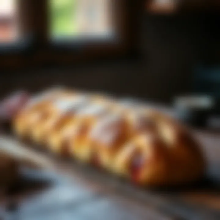 Delicious Pisi Bread Freshly baked Pisi bread on a rustic wooden table