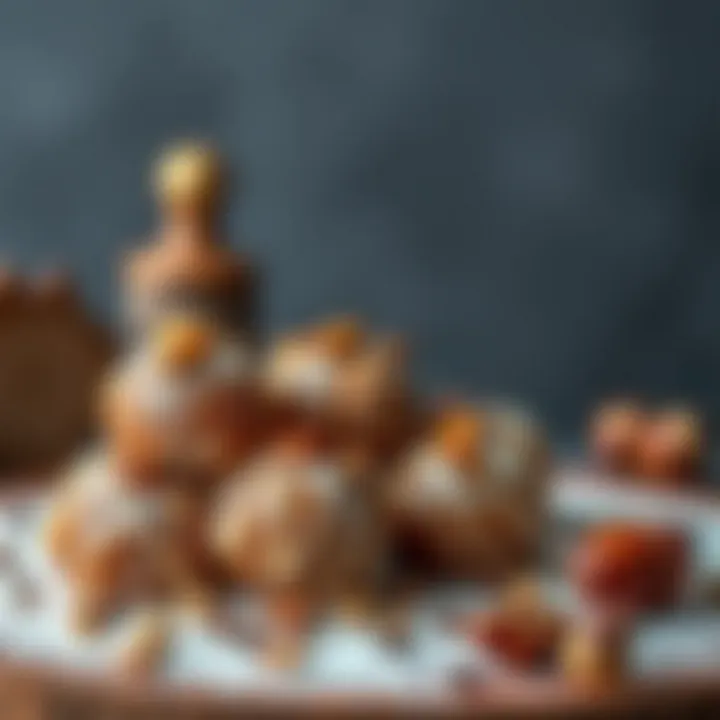 An artistic presentation of chestnut candy garnished with nuts and spices.