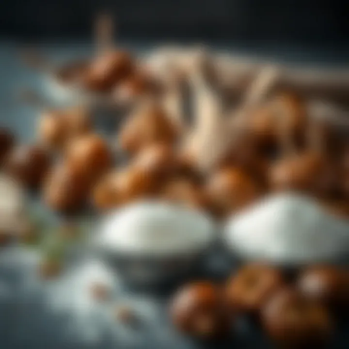 Ingredients laid out for making chestnut candy, including fresh chestnuts and sugar.