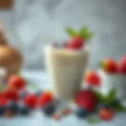 Delicious glass of kefir with fresh berries