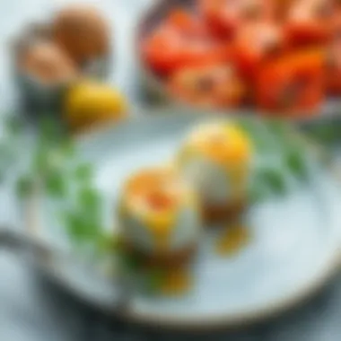A beautifully plated dish featuring Keskinoglu eggs as a central ingredient