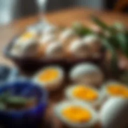 Fresh Keskinoglu eggs arranged elegantly on a wooden table