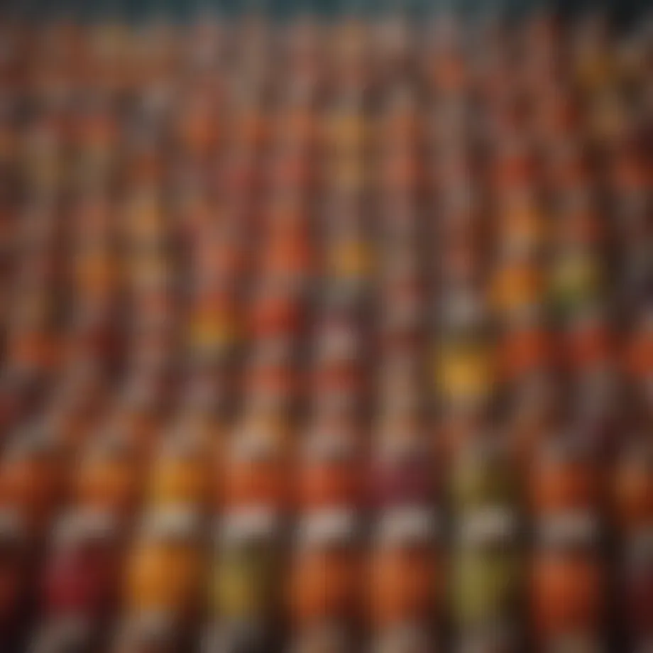 A vibrant display of kil biber turşusu in jars
