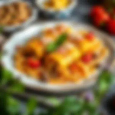 Plated dish of stuffed pasta