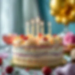 A beautifully decorated birthday cake with candles