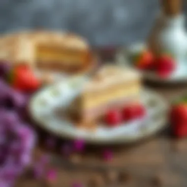 Decorative Presentation of Cake Slices Slices of pudding cake on a decorative plate