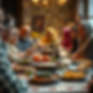 Gathering of family and friends around the iftar table