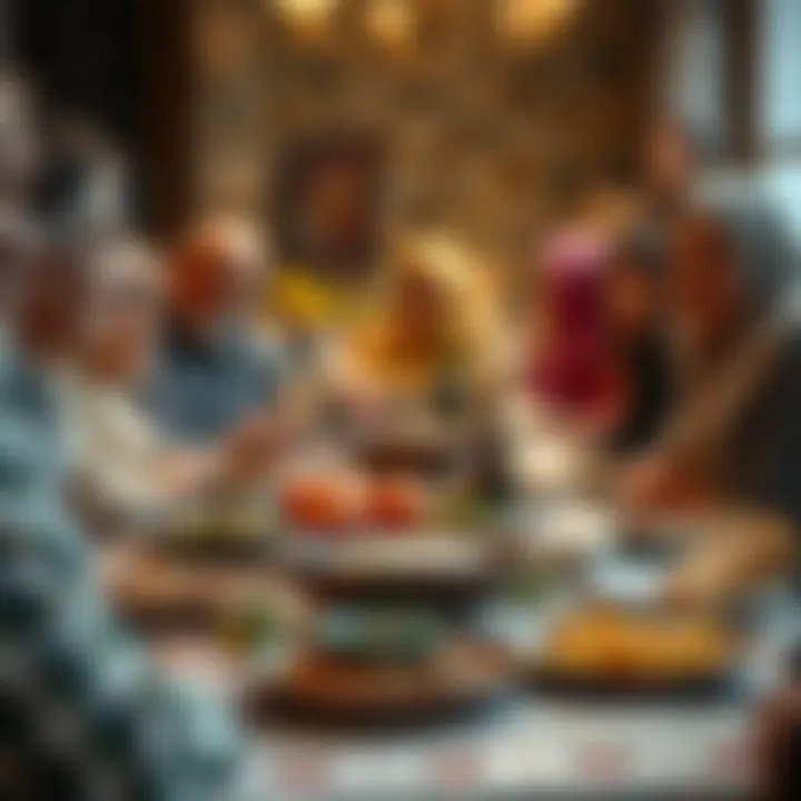 Gathering of family and friends around the iftar table