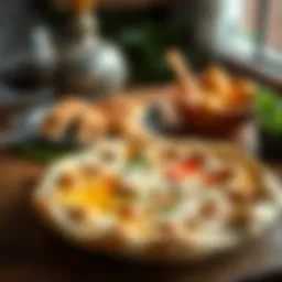 Delicious Kuflu Peynirli Pide served on a wooden table