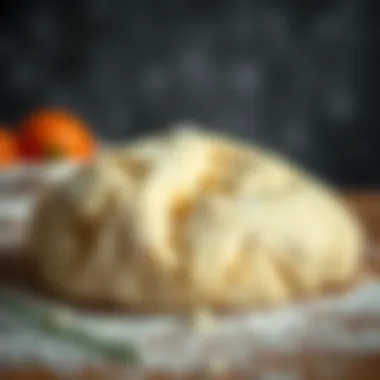 Fluffy Dough for Kuflu Peynirli Pide A close-up view of the fluffy dough used for Kuflu Peynirli Pide