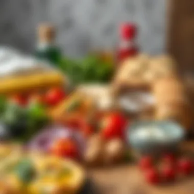 Fresh ingredients laid out for making pide