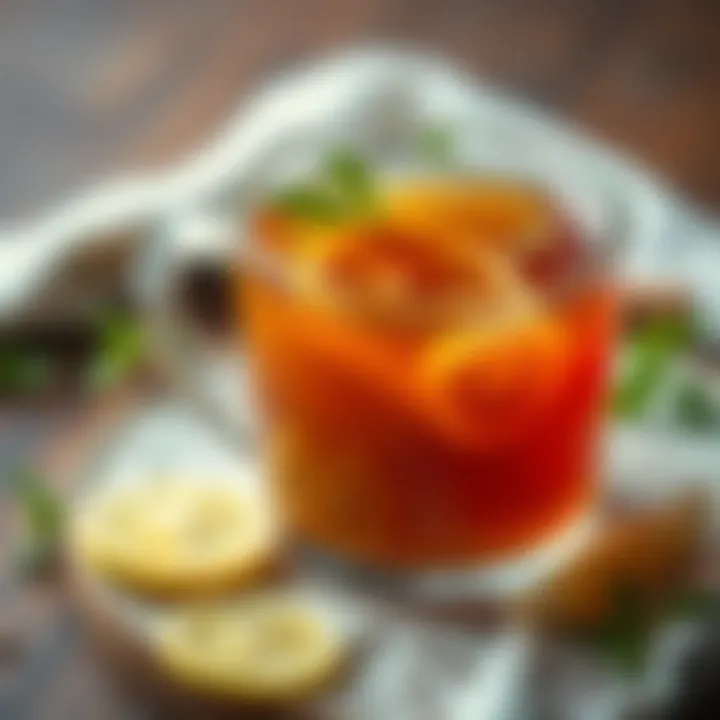A cup of brewed lemon balm tea showcasing its calming essence