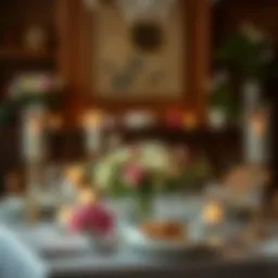 A beautifully arranged table setting for Mother's Day celebration with flowers and candles