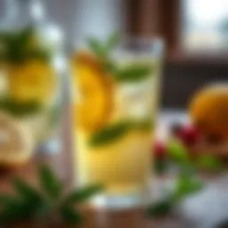 Refreshing mint lemon tea in a glass