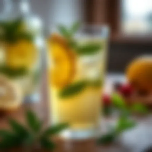 Refreshing mint lemon tea in a glass