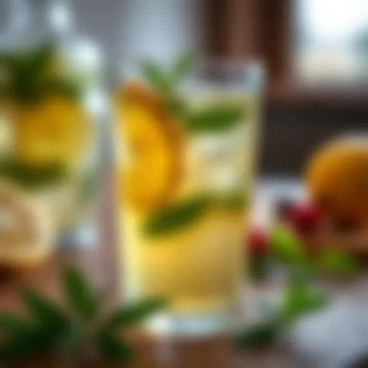 Refreshing mint lemon tea in a glass