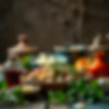 Traditional Ingredients of İrmik Helvası Traditional ingredients used in Nermin Yazılıtaş İrmik Helvası with a rustic background