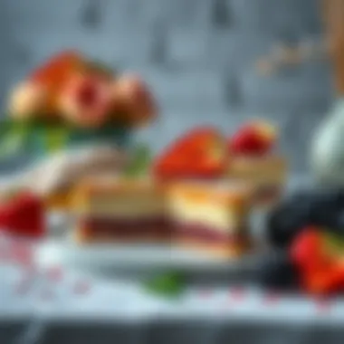 Aromatic and enticing desserts arranged beautifully
