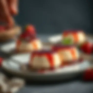 Artistry in Panna Cotta Plating Artful arrangement of panna cotta with a rich sauce