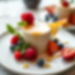 Delicate panna cotta adorned with seasonal fruits