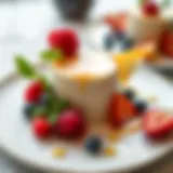 Elegant Panna Cotta Presentation Delicate panna cotta adorned with seasonal fruits